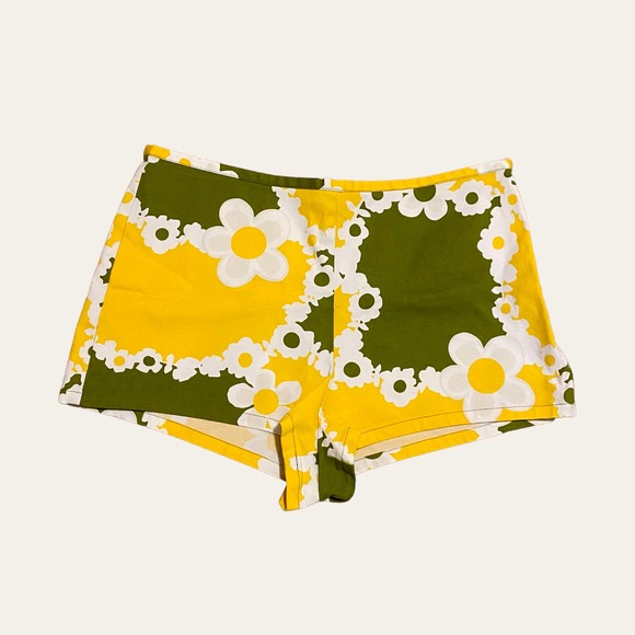 Urban Outfitters Pants - Urban Outfitters Groovy Yellow and Green Floral Cutoff Shorts